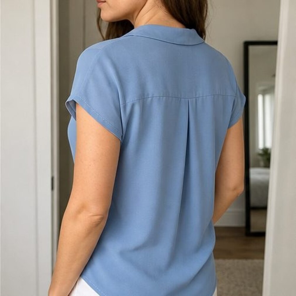 Blue V Neck Top - Picture 3 of 6